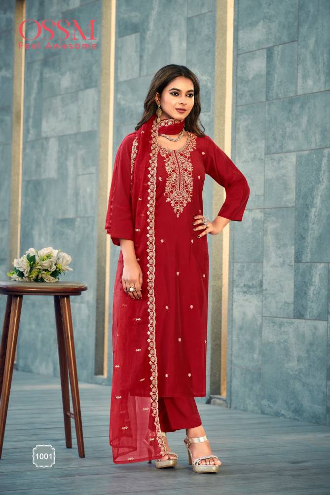 Festive Stories Vol 03 By Ossm Embroidery Roman Silk Readymade Suits Wholesale Price In Surat
